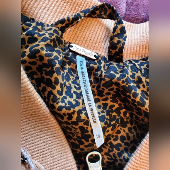 Free People Leopard & Sequin Satin Wicked Games Reversible Bomber Sherpa Jacket - Picture 3 of 9